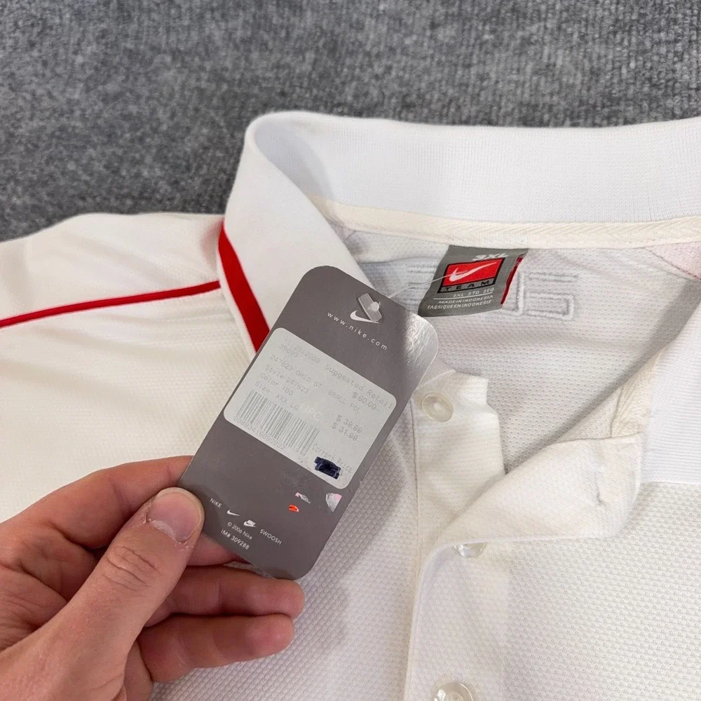 Vintage Ohio State Buckeyes Nike Golf Polo Men 3XL White LeBron James Pocket NEW